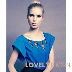 NICOLE RICHIE  // macy's impulse lace peek-a-boo detail wide short sleeve top